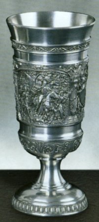 Large Knight German Pewter Goblet Chalice